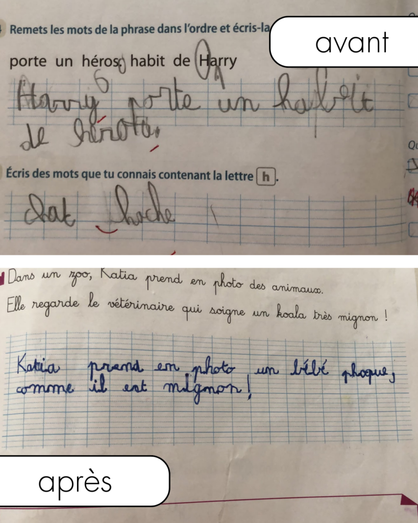 Image d'avant après de l'écriture de Colin